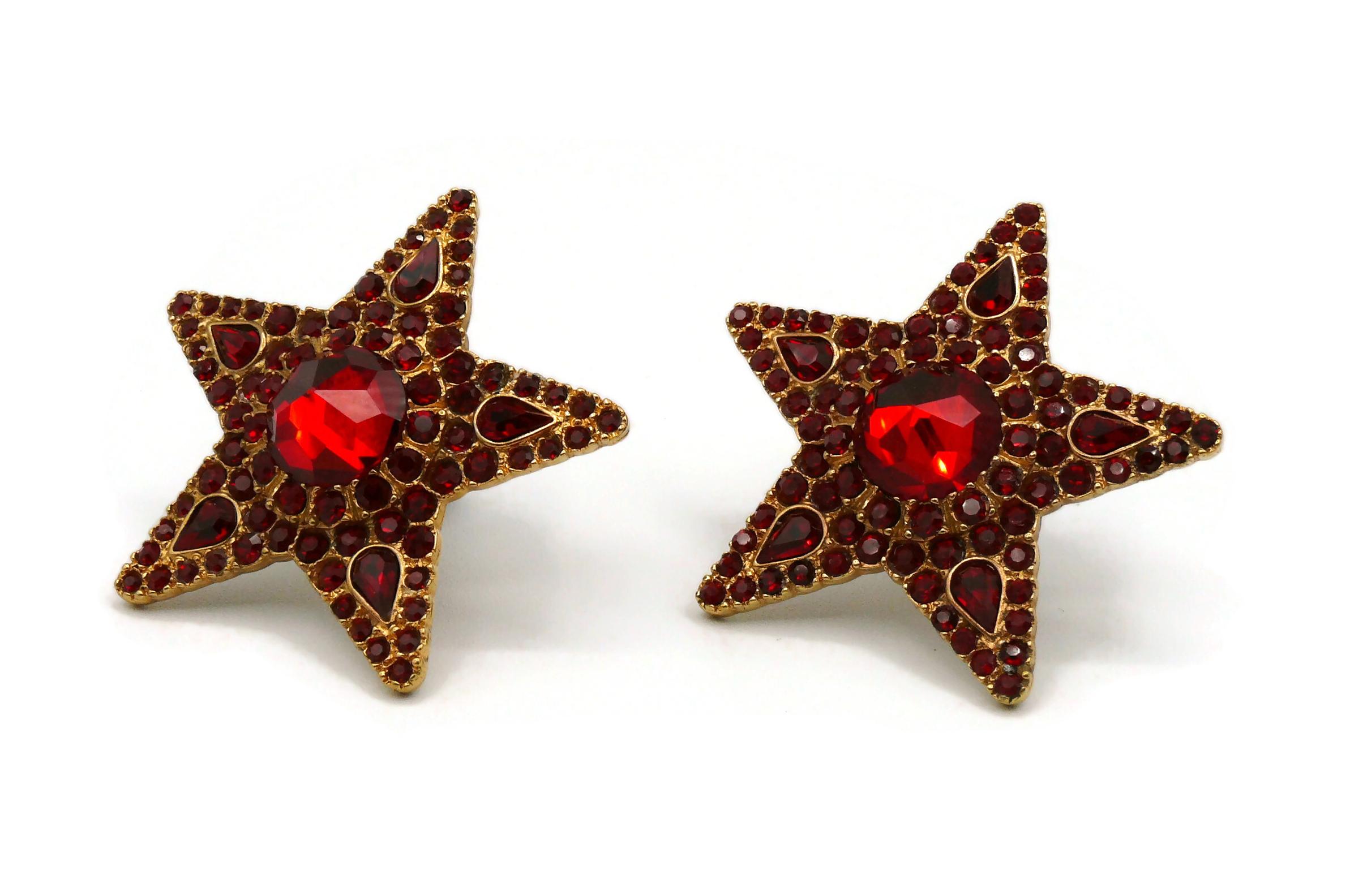 Yves Saint Laurent YSL Vintage Massive Jewelled Star Clip-On Earrings In Good Condition For Sale In Nice, FR