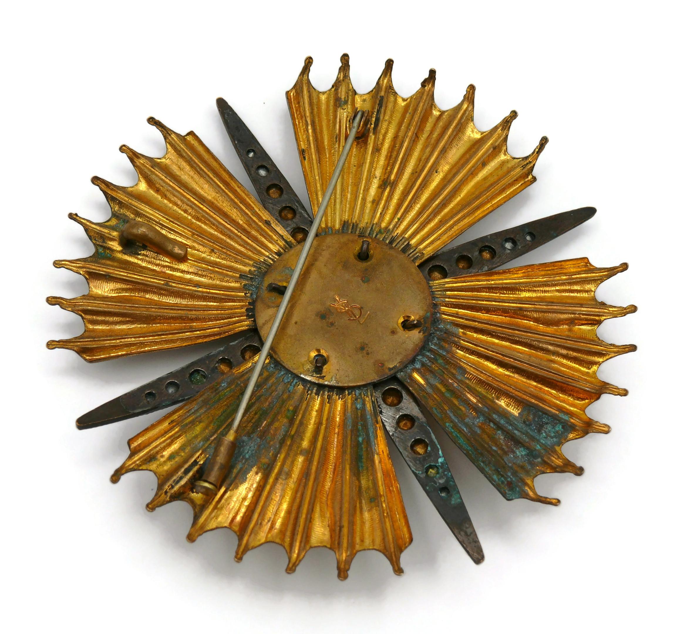 YVES SAINT LAURENT YSL Vintage Massive Jewelled Sunburst Star Brooch Pendant 8