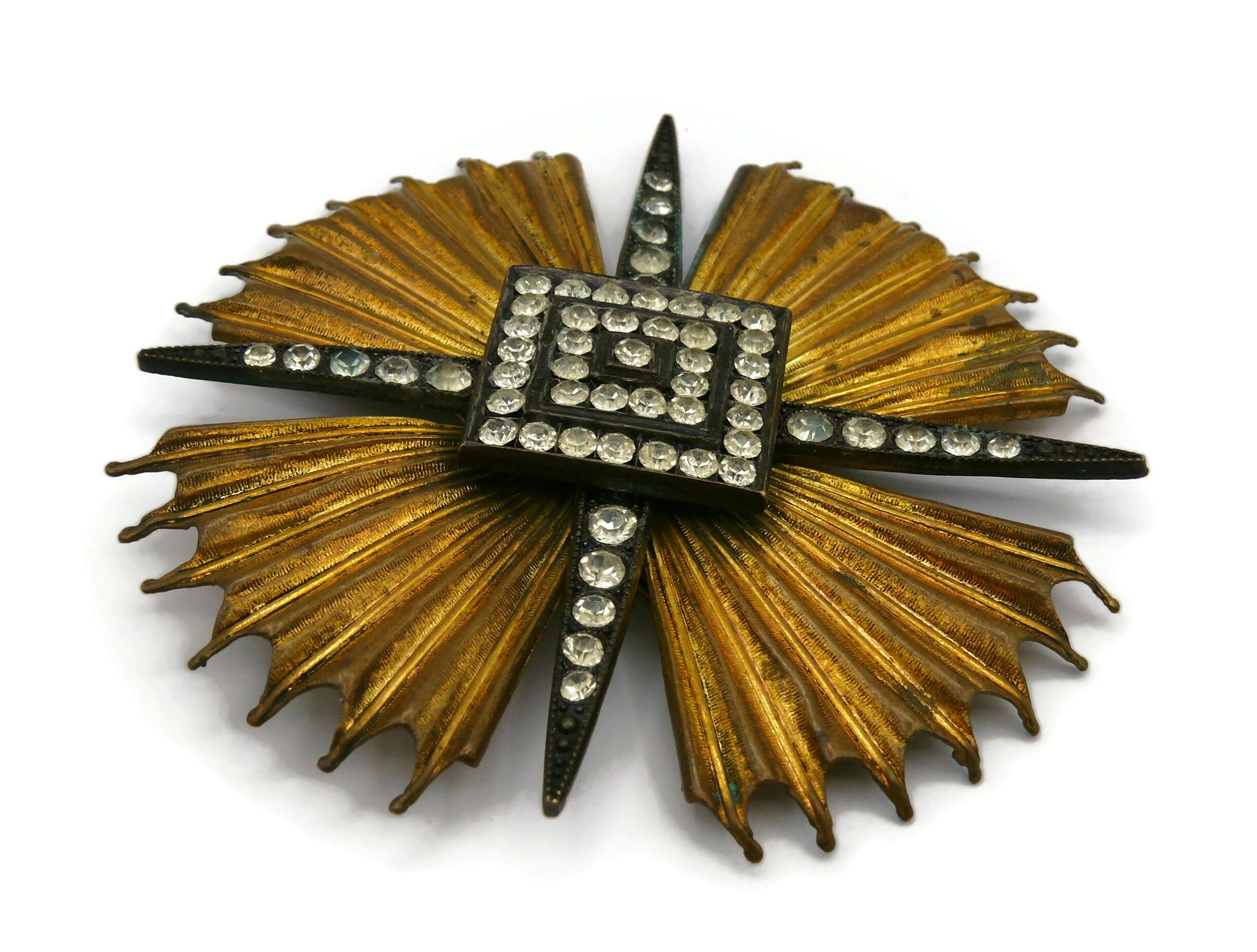 YVES SAINT LAURENT YSL Vintage Massive Jewelled Sunburst Star Brooch Pendant 4