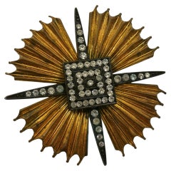 YVES SAINT LAURENT YSL Vintage Massive Jewelled Sunburst Star Brooch Pendant