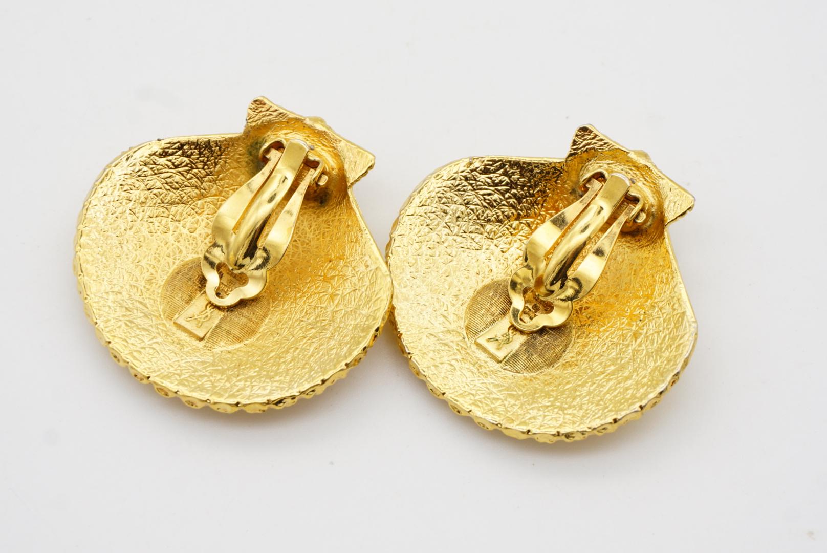 Yves Saint Laurent YSL Vintage Massive Große Texturierte Vivid Shell Clip Ohrringe im Angebot 7