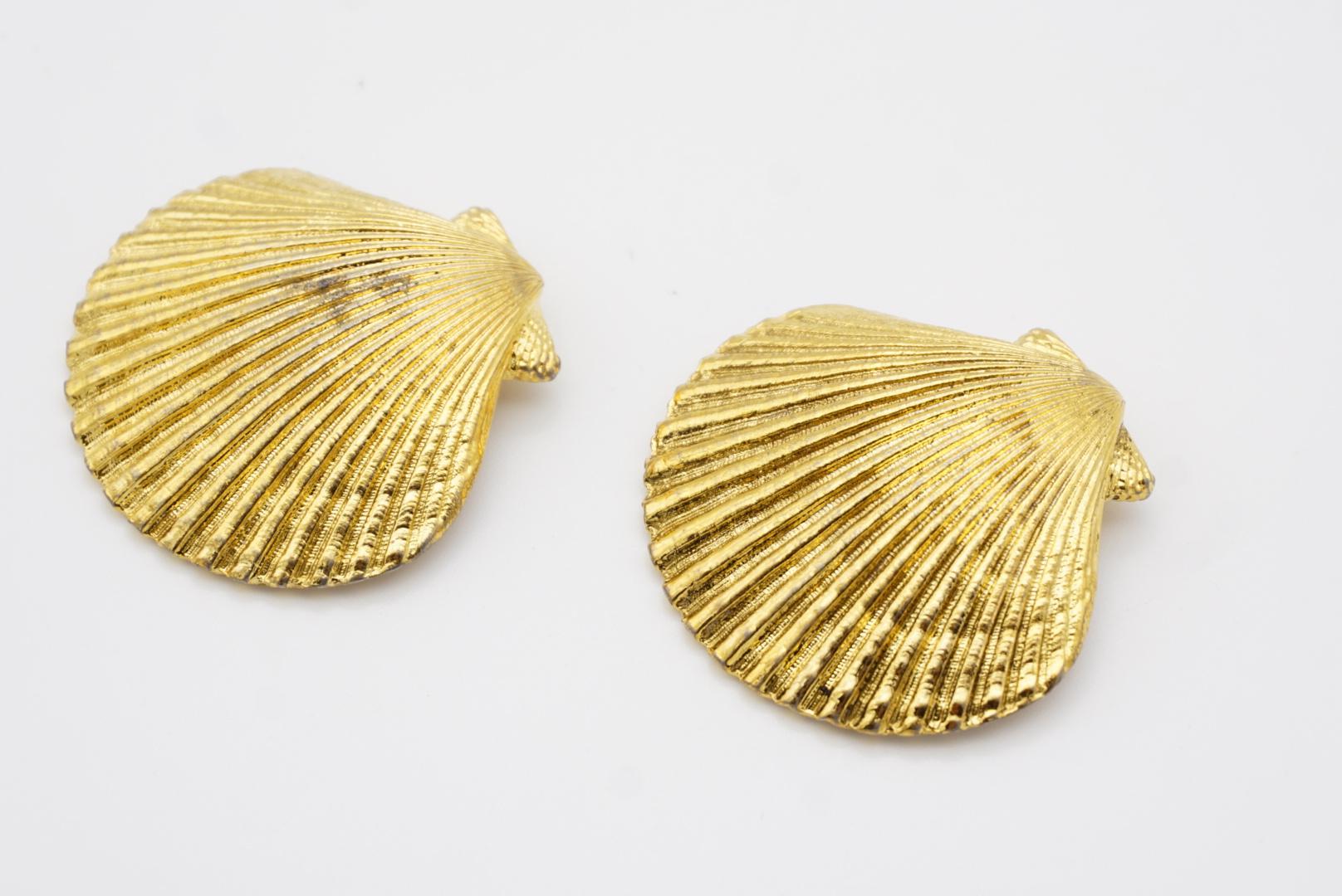 Yves Saint Laurent YSL Vintage Massive Large Vivid Shell Chunky Clip Earrings 6