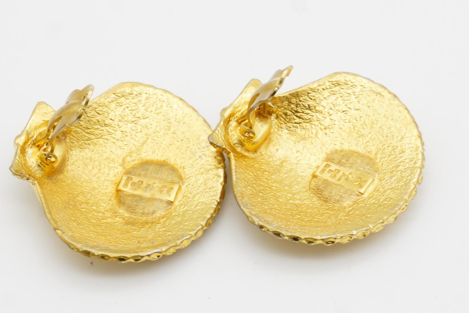Yves Saint Laurent YSL Vintage Massive Large Vivid Shell Chunky Clip Earrings For Sale 9