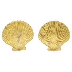 Yves Saint Laurent YSL Vintage Massive Large Vivid Shell Chunky Clip Earrings