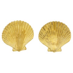 Yves Saint Laurent YSL Vintage Massive Large Vivid Shell Chunky Clip Earrings