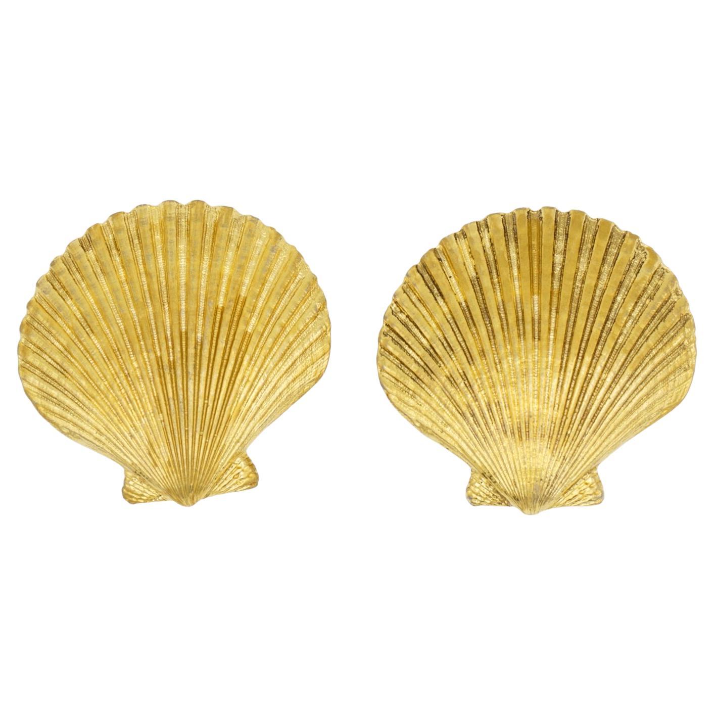Yves Saint Laurent YSL Vintage Massive Large Vivid Shell Chunky Clip Earrings (Boucles d'oreilles à clip)