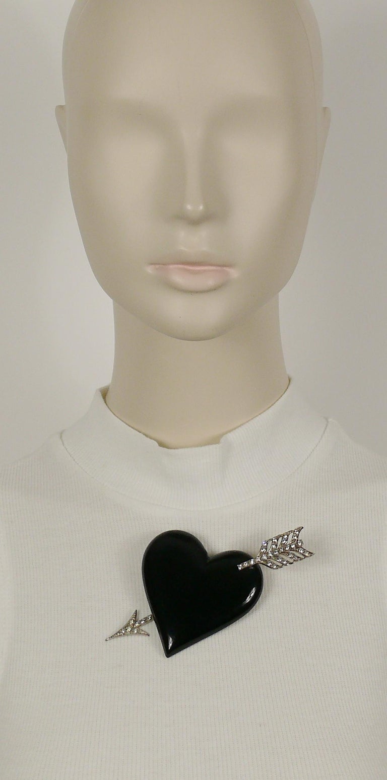 Yves Saint Laurent YSL Vintage Massive Pierced Black Heart Brooch