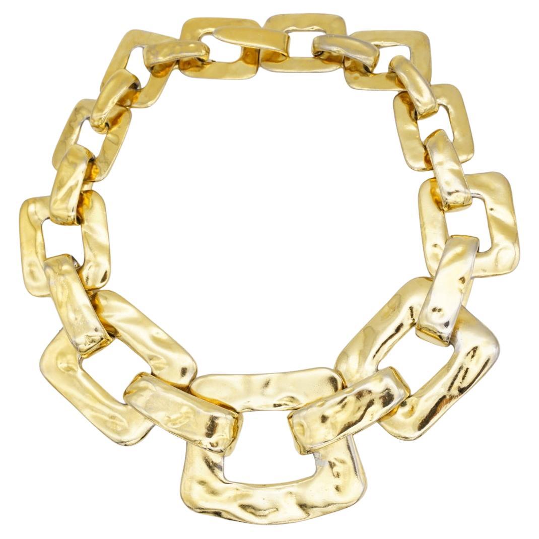 Yves Saint Laurent YSL Vintage Massive Rectangle Numbered Chunky Link Necklace For Sale