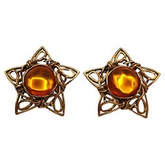 YVES SAINT LAURENT YSL Vintage Massive Star Clip-On Earrings