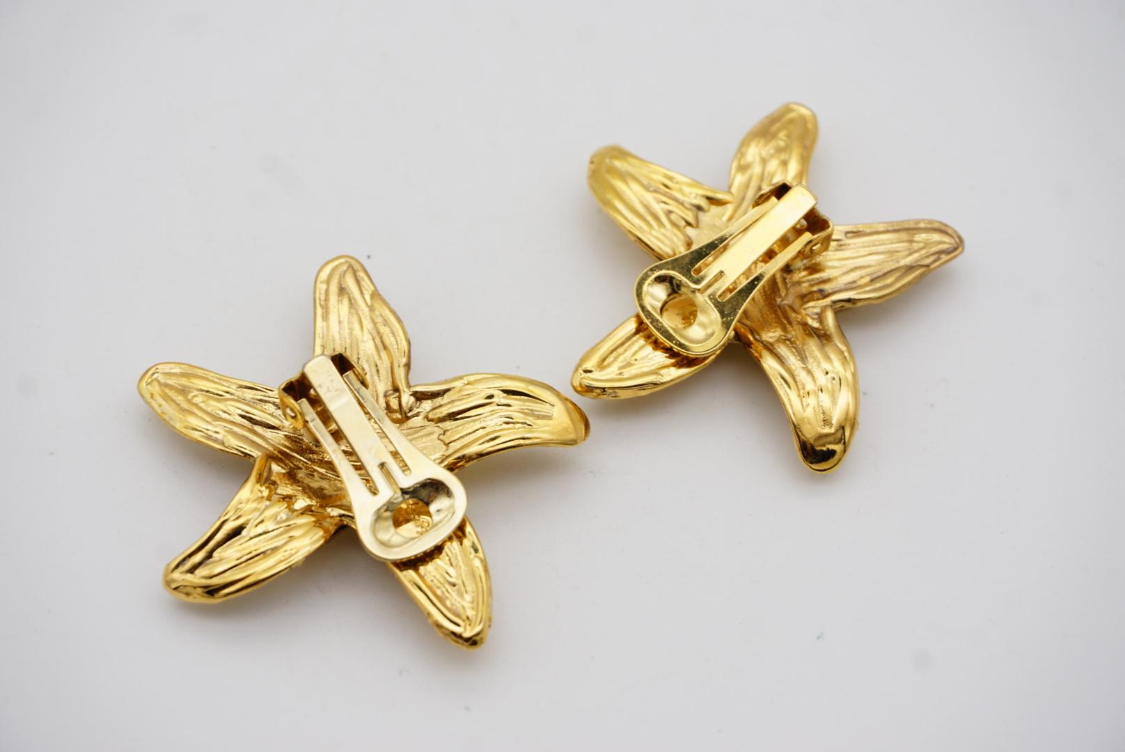 Yves Saint Laurent YSL Vintage Massive Textured Vivid Starfishes Clip Earrings For Sale 8
