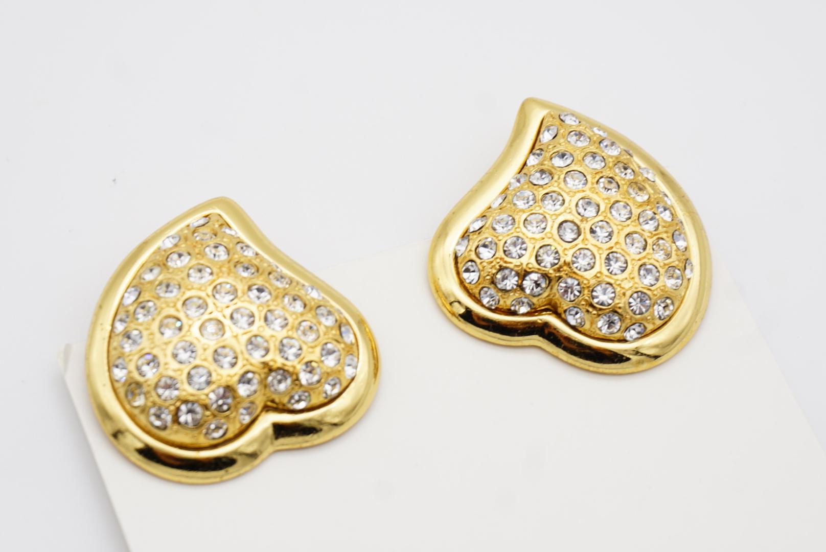 Yves Saint Laurent YSL Vintage Massive Whole Crystals Heart Love Clip Earrings For Sale 6
