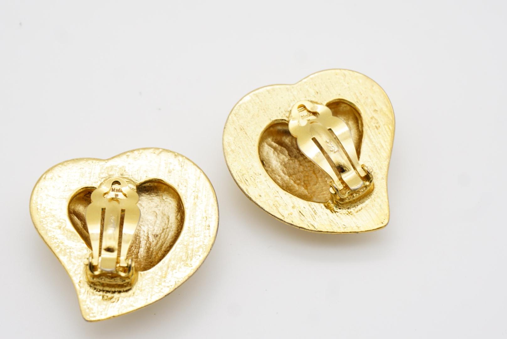 Yves Saint Laurent YSL Vintage Massive Whole Crystals Heart Love Clip Earrings For Sale 9