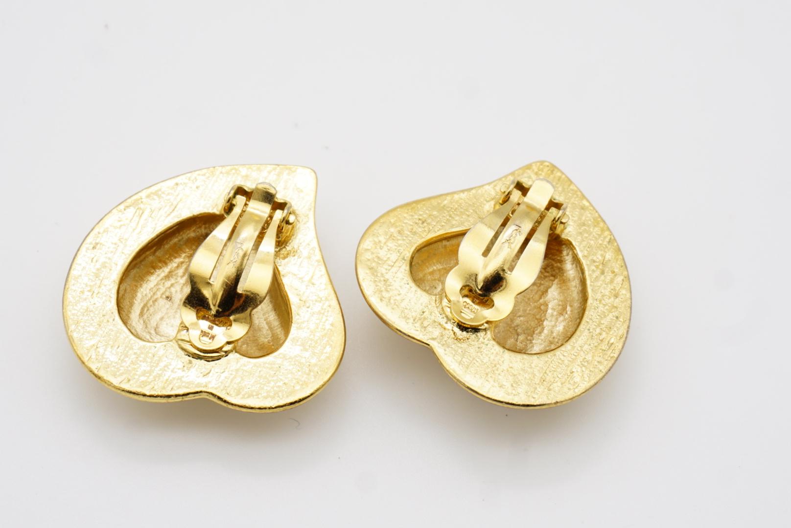 Yves Saint Laurent YSL Vintage Massive Whole Crystals Heart Love Clip Earrings For Sale 10
