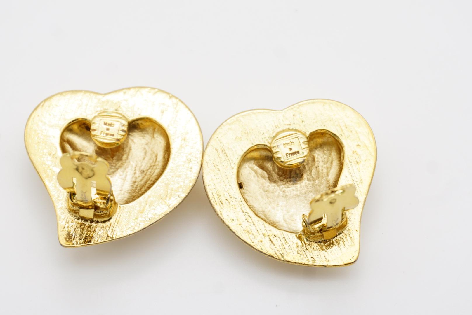Yves Saint Laurent YSL Vintage Massive Whole Crystals Heart Love Clip Earrings For Sale 11