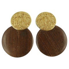 Yves Saint Laurent YSL Vintage Massive Wood Disc baumelnde Ohrringe, YSL Vintage