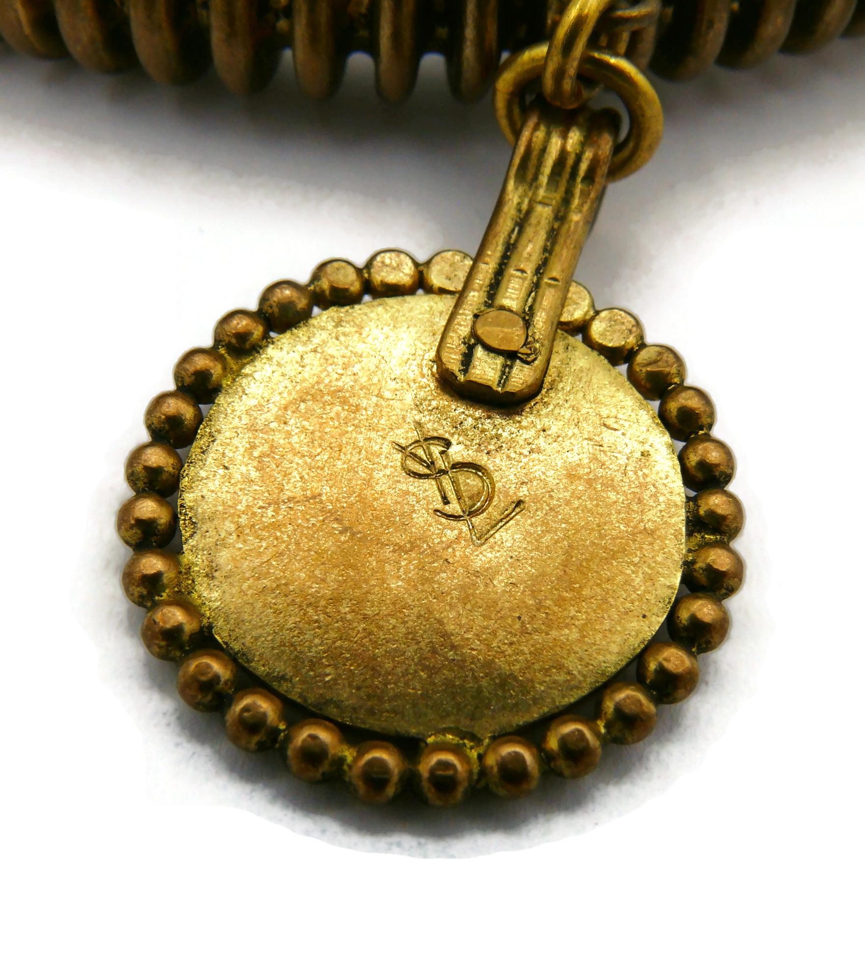YVES SAINT LAURENT YSL Vintage Medal Charm Bangle Bracelet For Sale 8