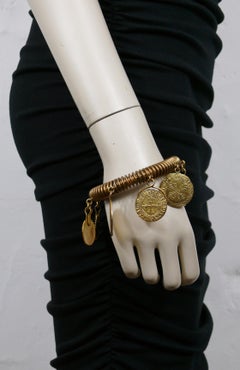 YVES SAINT LAURENT YSL Vintage Medal Charm Bangle Bracelet
