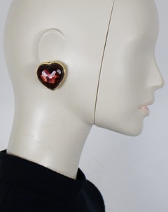 YVES SAINT LAURENT YSL Vintage Mousson Resin Heart Clip-On Earrings