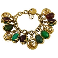 Yves Saint Laurent YSL Vintage Multicolor Charm Bracelet