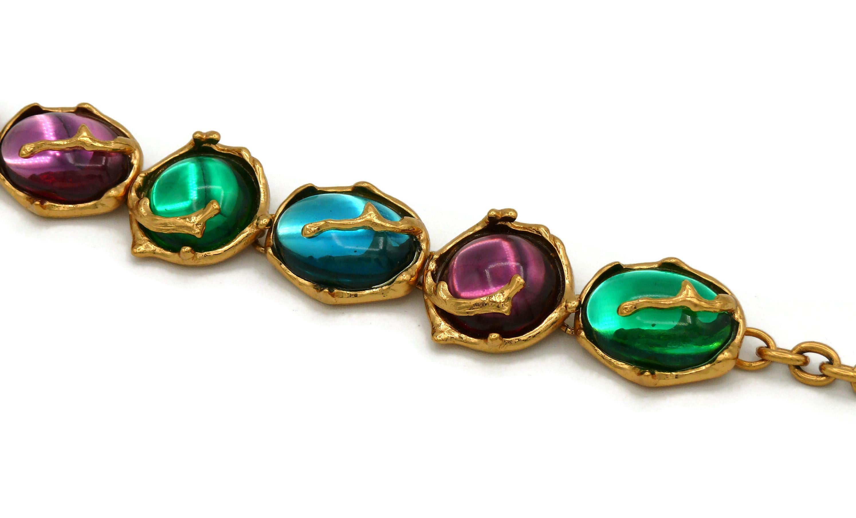 Women's or Men's YVES SAINT LAURENT YSL Vintage Multicolored Resin Cabochons Necklace For Sale