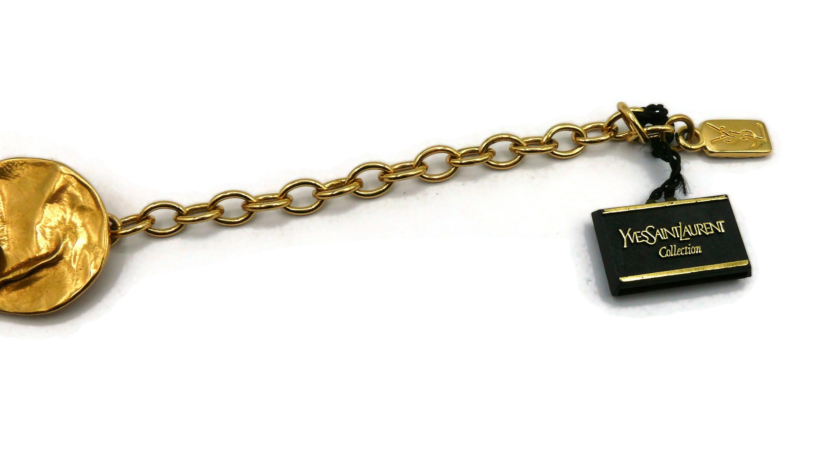YVES SAINT LAURENT YSL Vintage Opulent Gold Tone Crumpled Discs Necklace For Sale 6