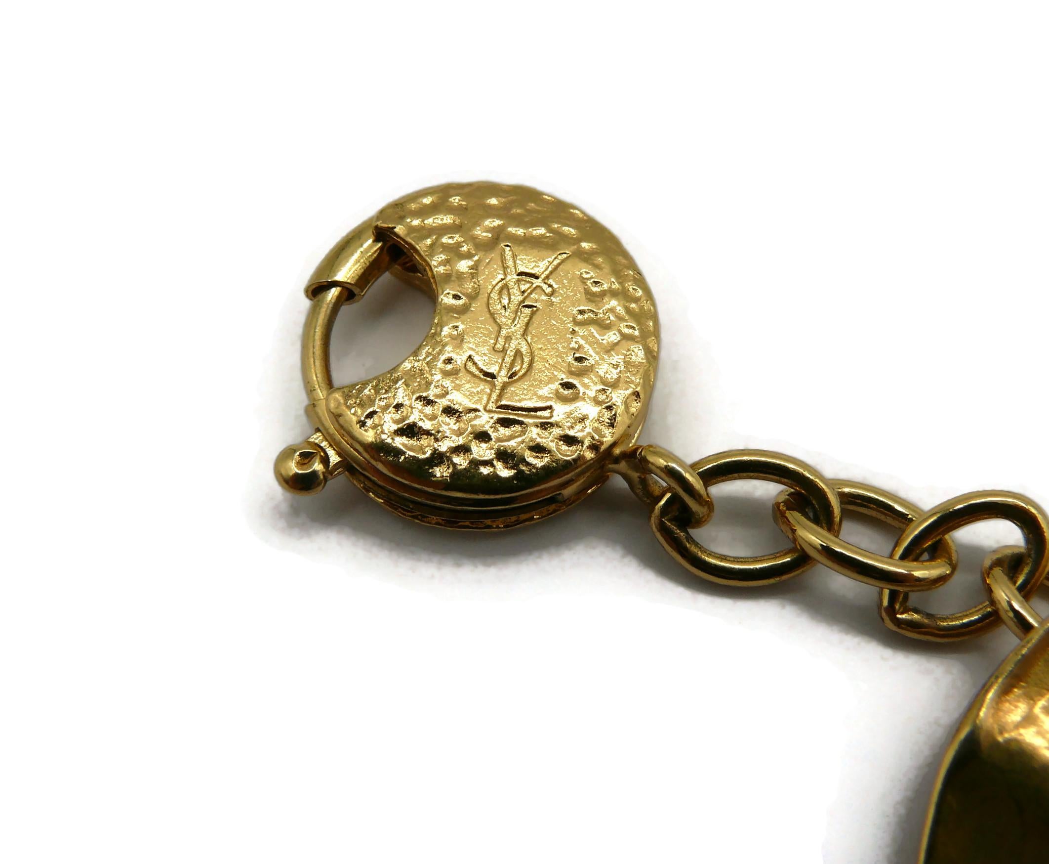 YVES SAINT LAURENT YSL Vintage Opulent Gold Tone Crumpled Discs Necklace For Sale 8