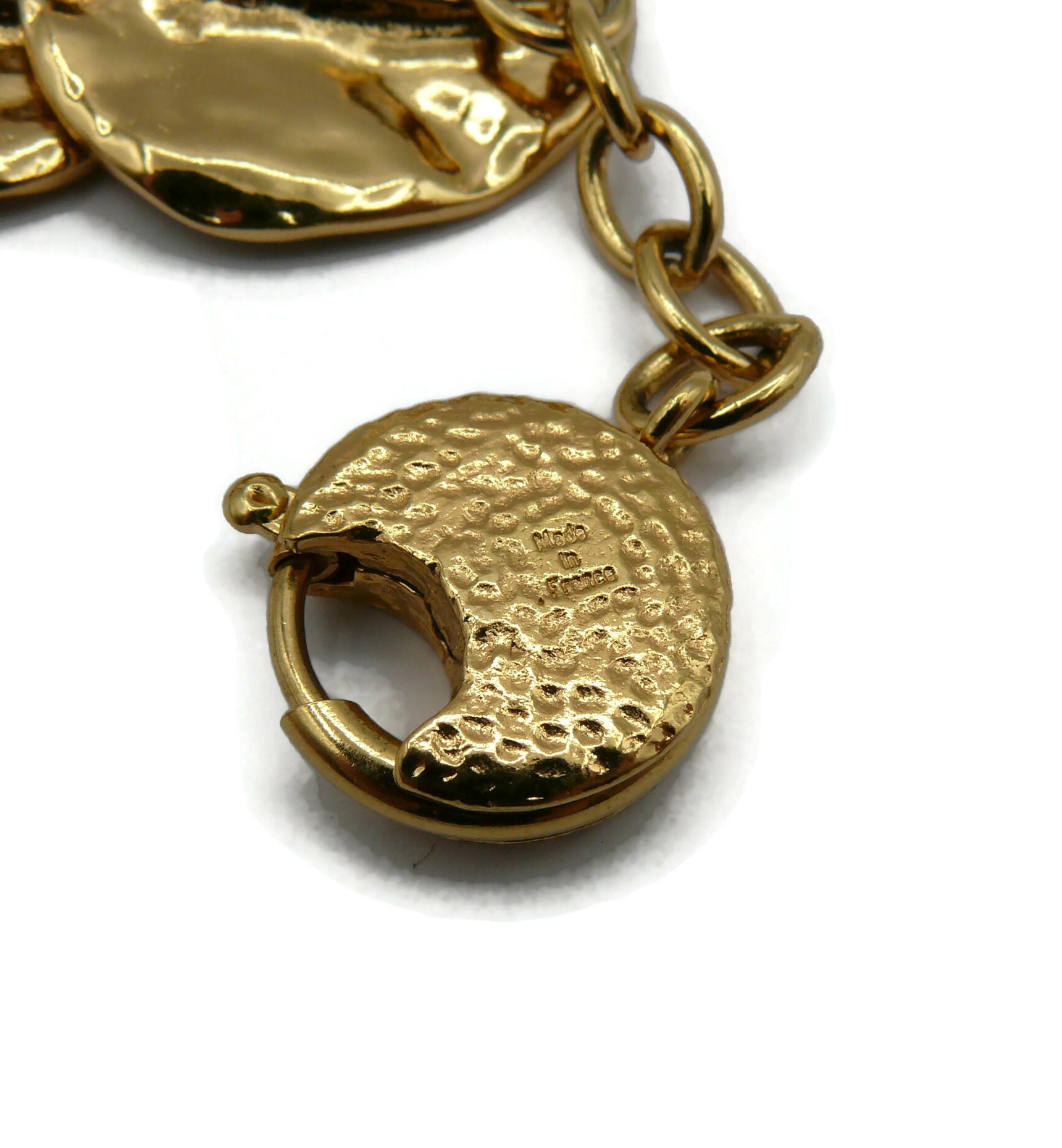 YVES SAINT LAURENT YSL Vintage Opulent Gold Tone Crumpled Discs Necklace For Sale 10