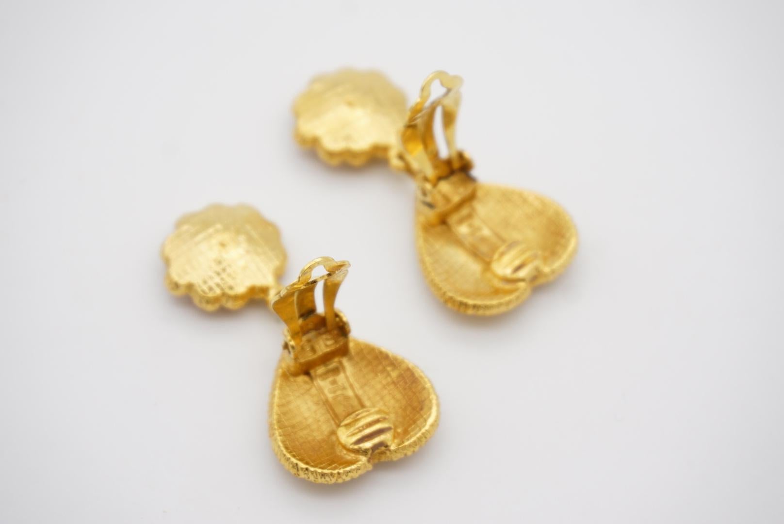 Yves Saint Laurent YSL Vintage Orange Heart Love Floral Pearl Drop Clip Earrings For Sale 6