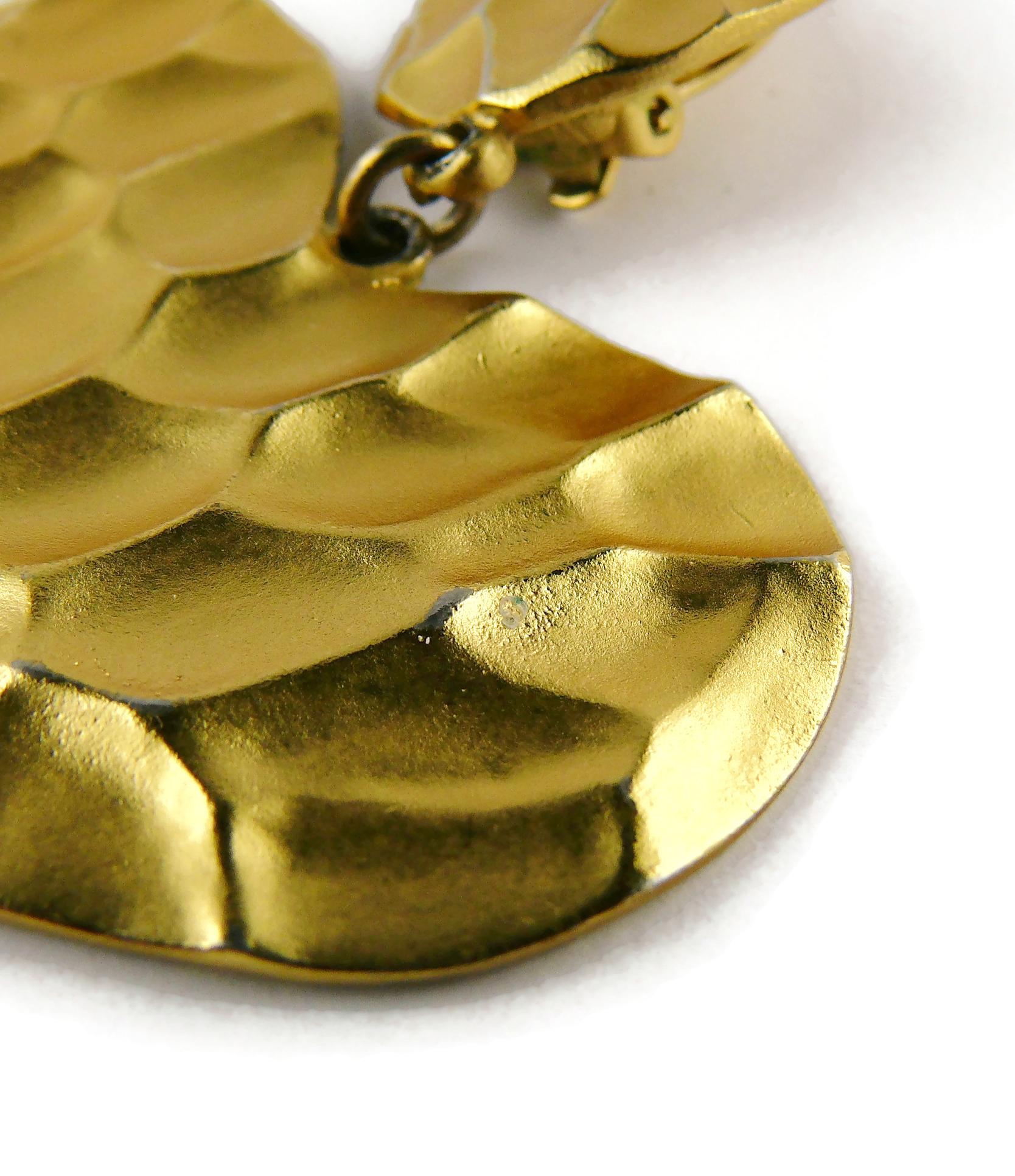 Yves Saint Laurent YSL Vintage Oversized Hammered Heart Dangling Earrings For Sale 10