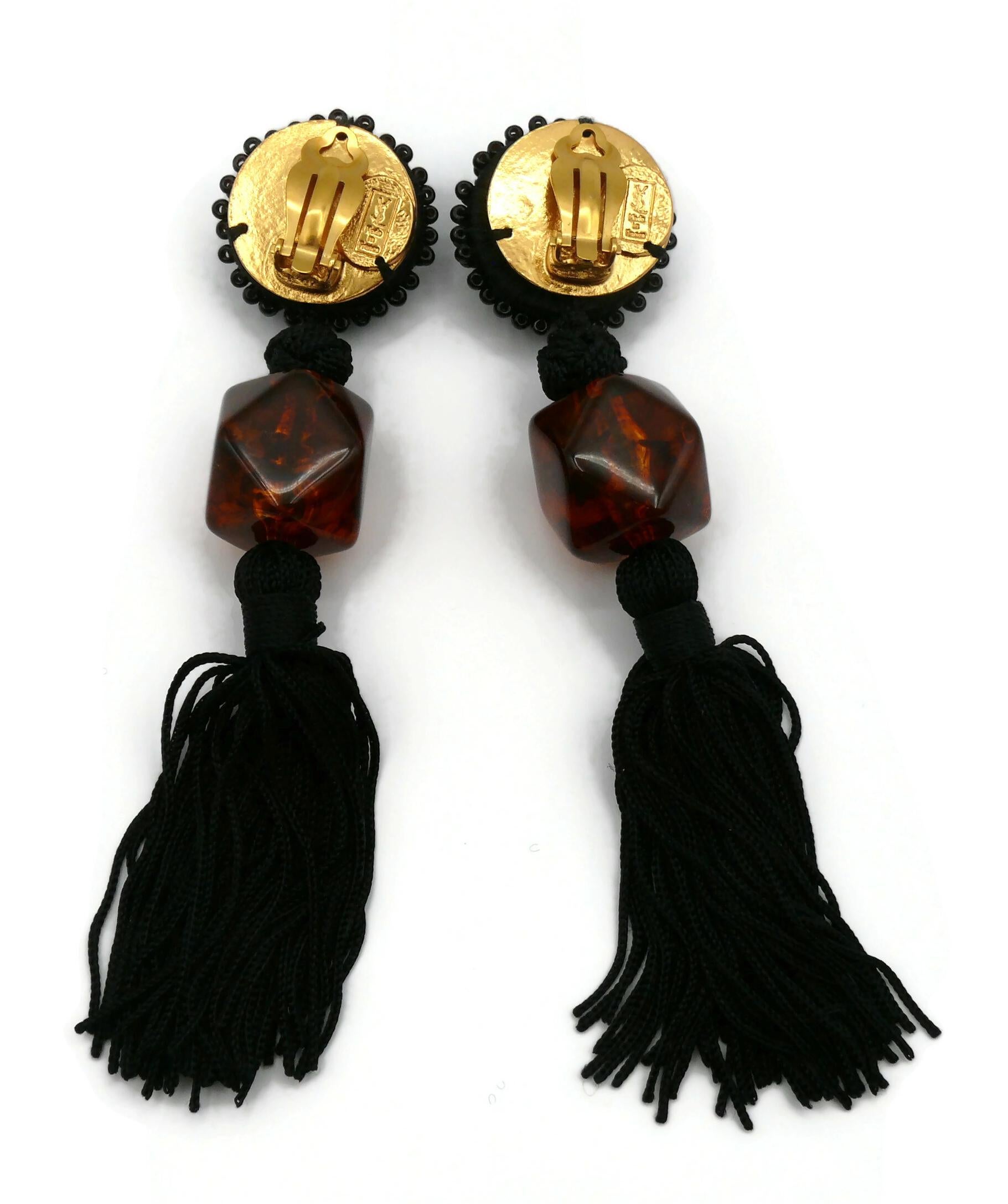 YVES SAINT LAURENT YSL Vintage Passementerie Tassel Dangling Earrings For Sale 1