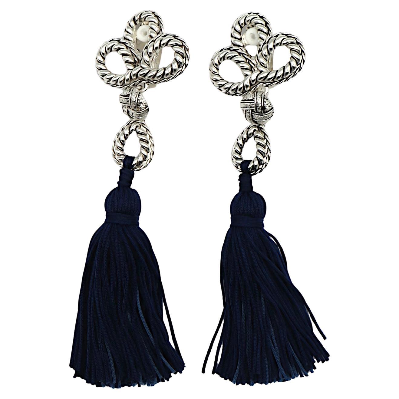 YVES SAINT LAURENT YSL Vintage Passementerie Tassel Dangling Earrings
