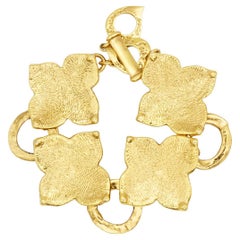 Yves Saint Laurent YSL Vintage Rare Arty Large Gold Large Clover Bracelet