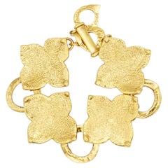 Yves Saint Laurent YSL Vintage Rare Arty Large Gold Large Clover Bracelet
