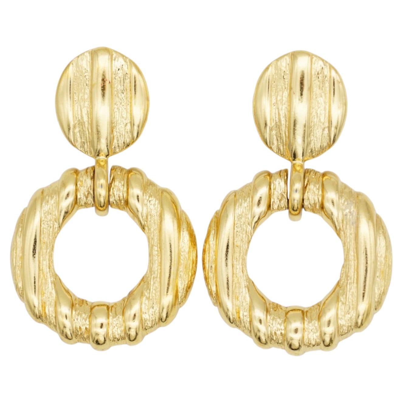 Yves Saint Laurent YSL Vintage Rare Gold Large Bamboo Hoop Knocker Earrings