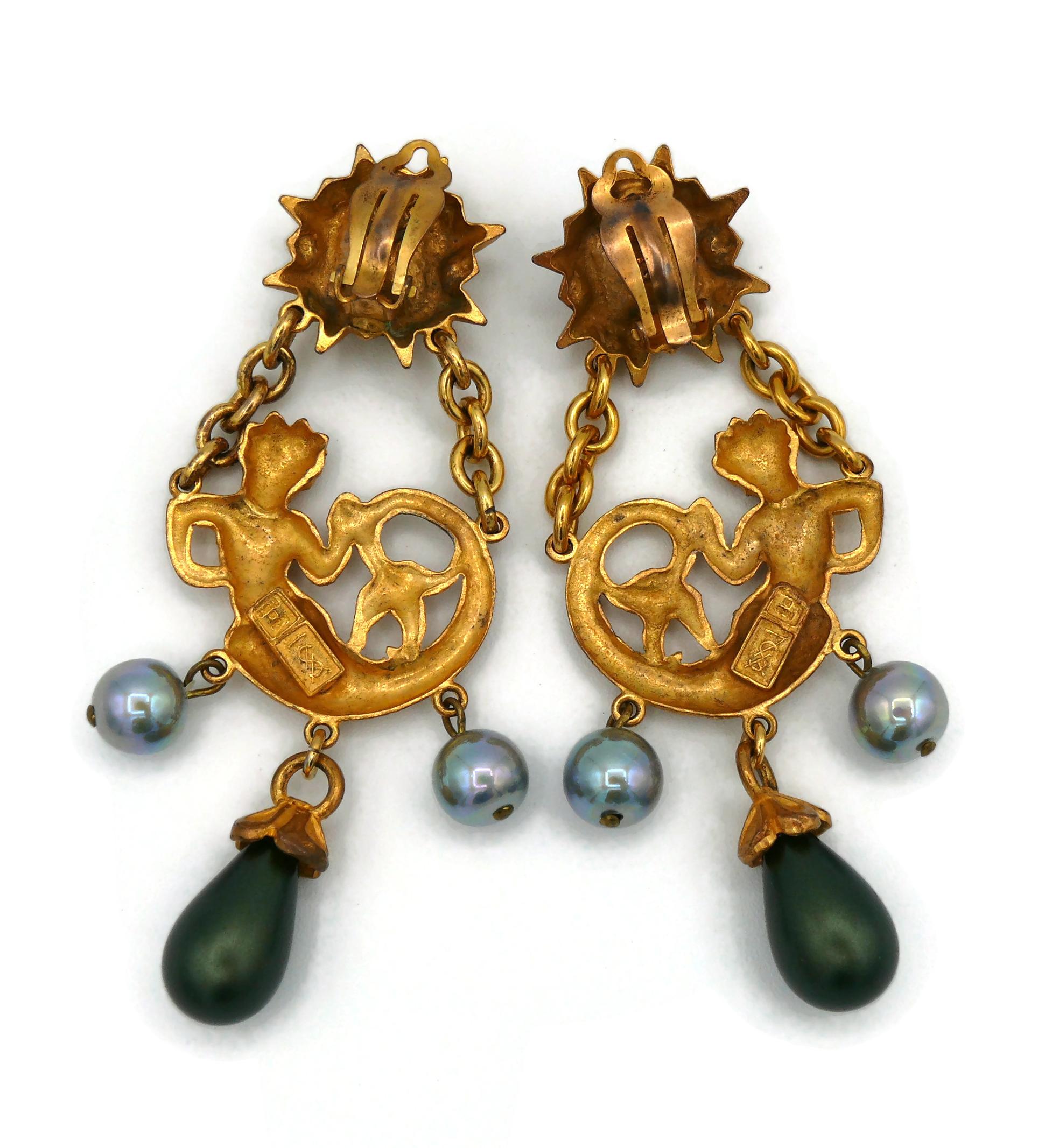 YVES SAINT LAURENT YSL Vintage Rare Mermaid Dangling Earrings For Sale 6