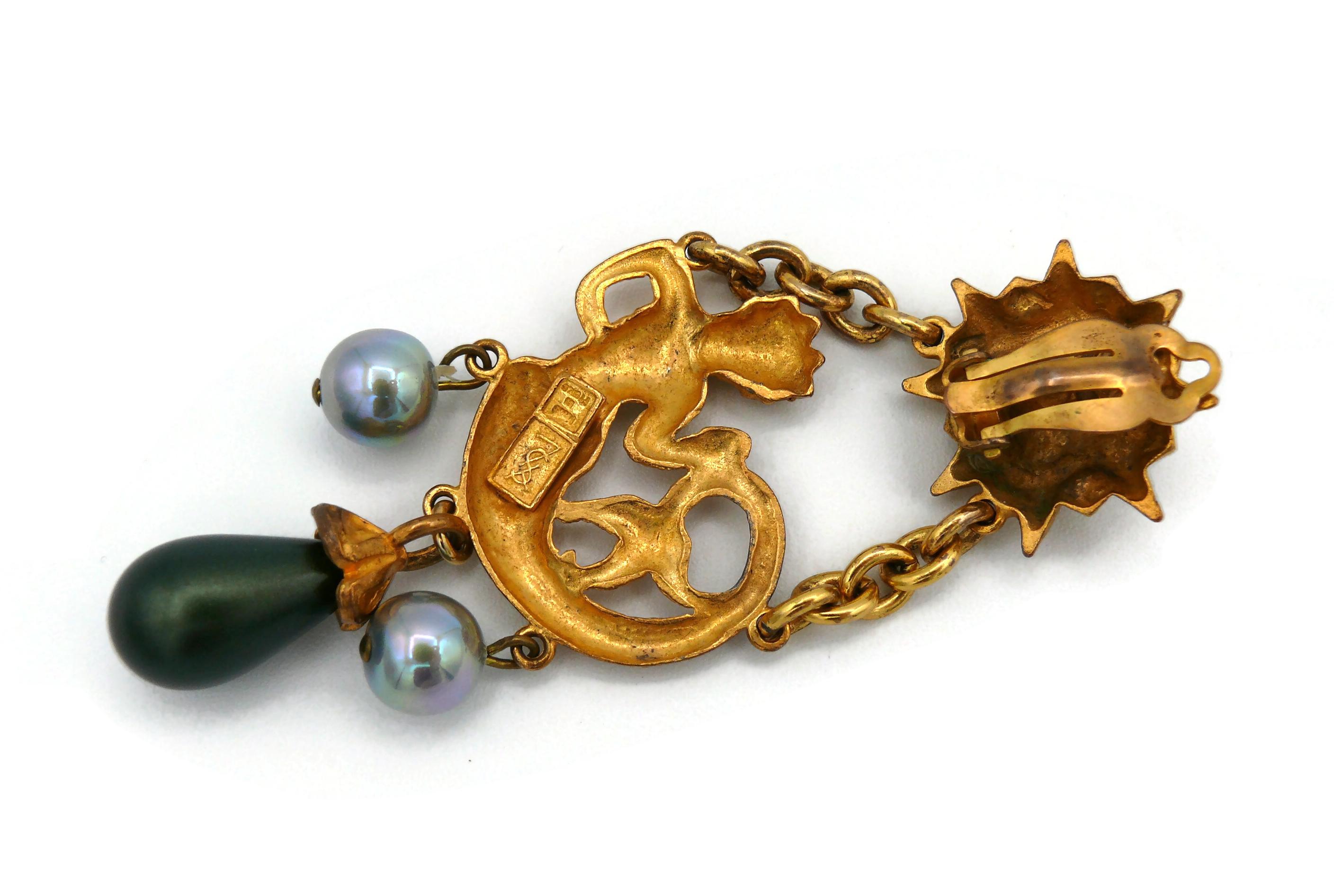 YVES SAINT LAURENT YSL Vintage Rare Mermaid Dangling Earrings For Sale 7