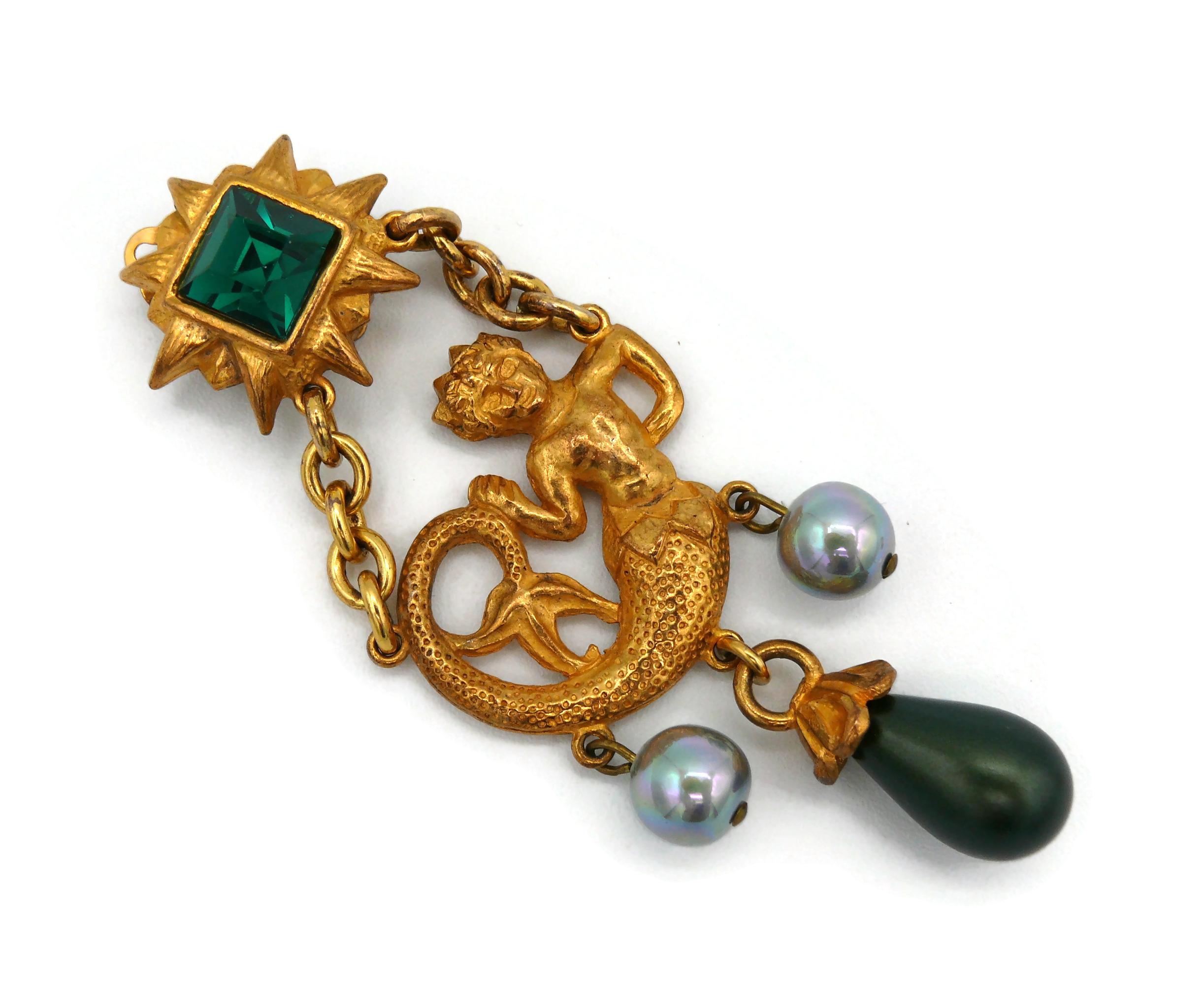 YVES SAINT LAURENT YSL Vintage Rare Mermaid Dangling Earrings For Sale 4