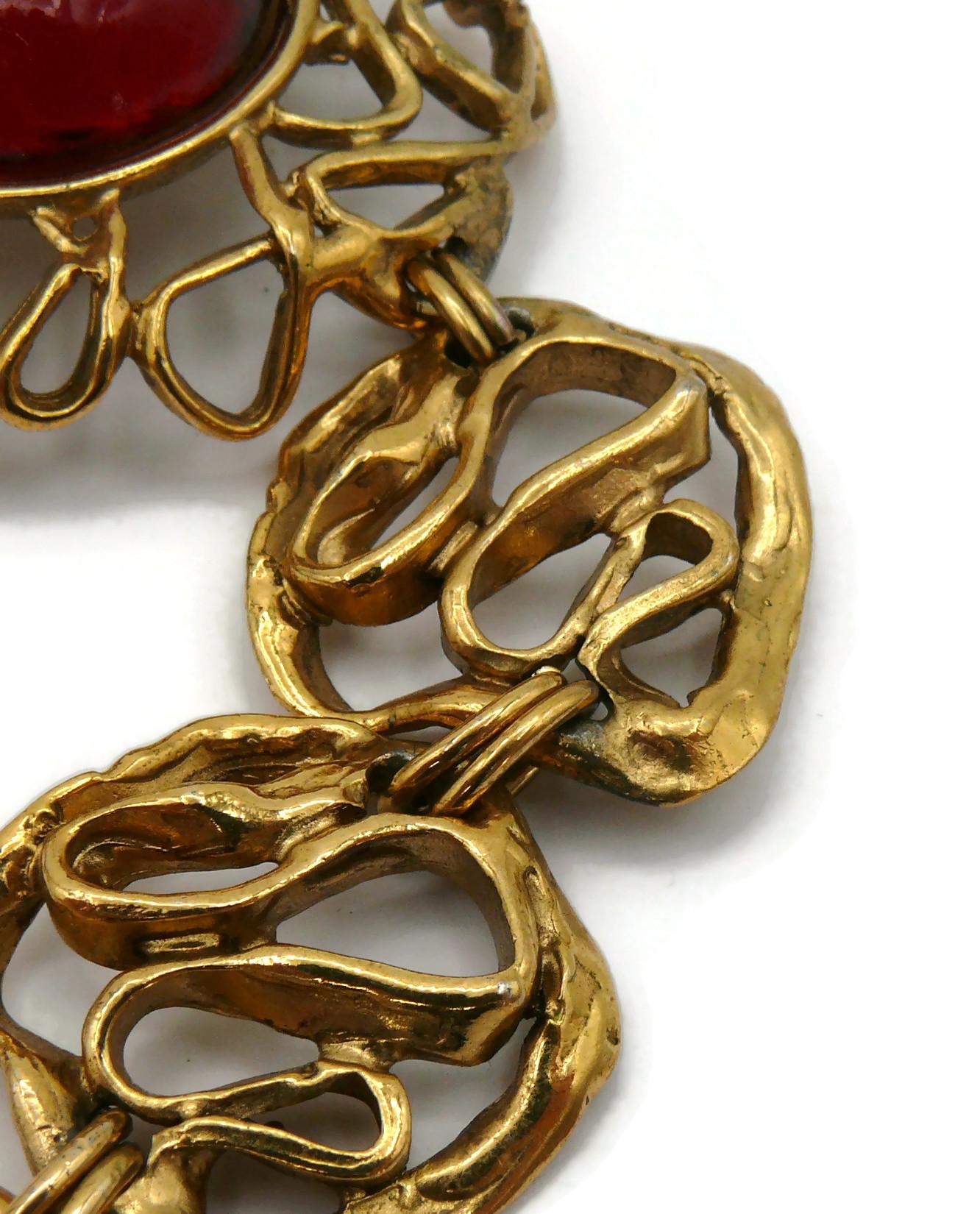 YVES SAINT LAURENT YSL Vintage Red Resin Cabochons Necklace For Sale 13