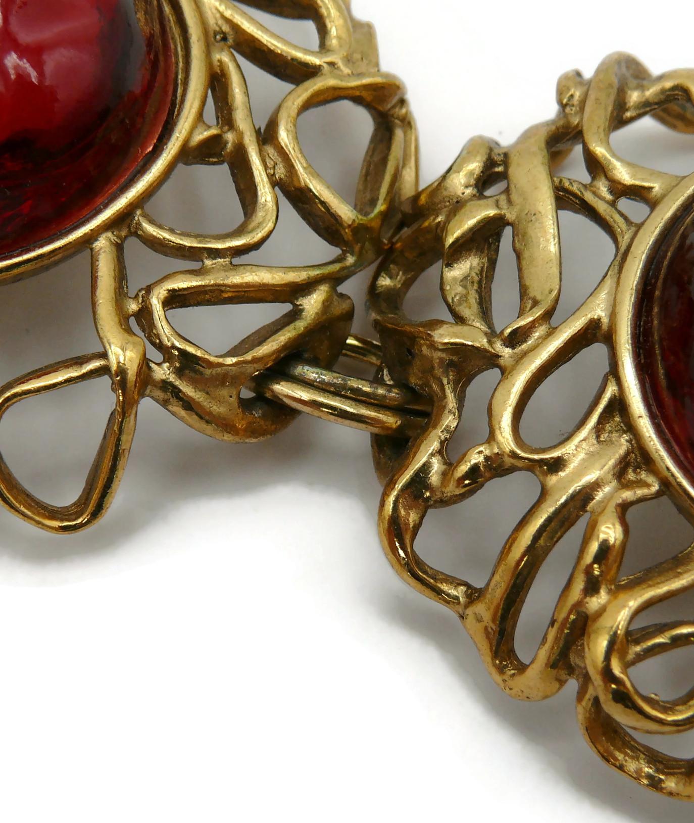 Yves Saint Laurent YSL Collana vintage con cabochon in resina rossa in vendita 14