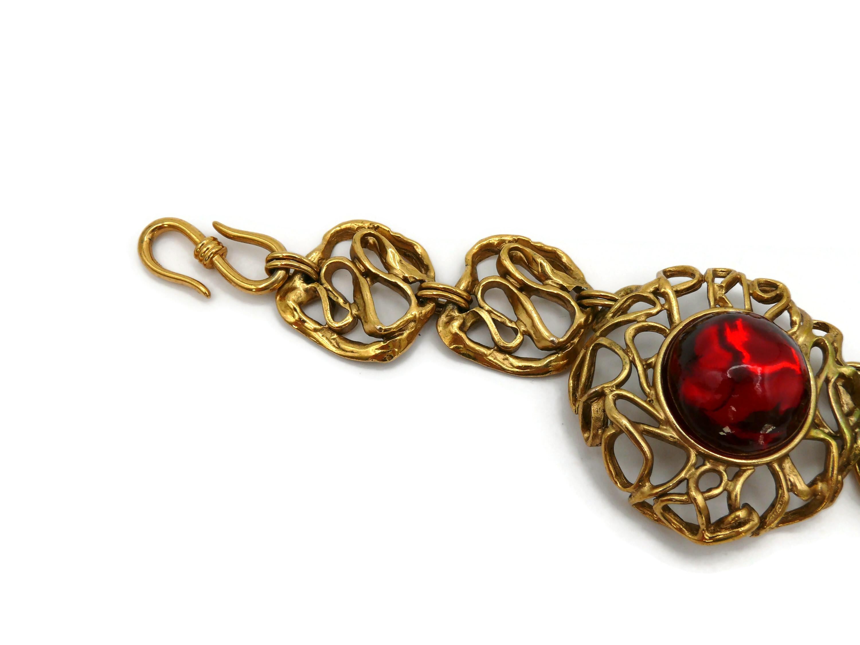 YVES SAINT LAURENT YSL Vintage Halskette aus rotem Harz mit Cabochons im Zustand „Gut“ im Angebot in Nice, FR
