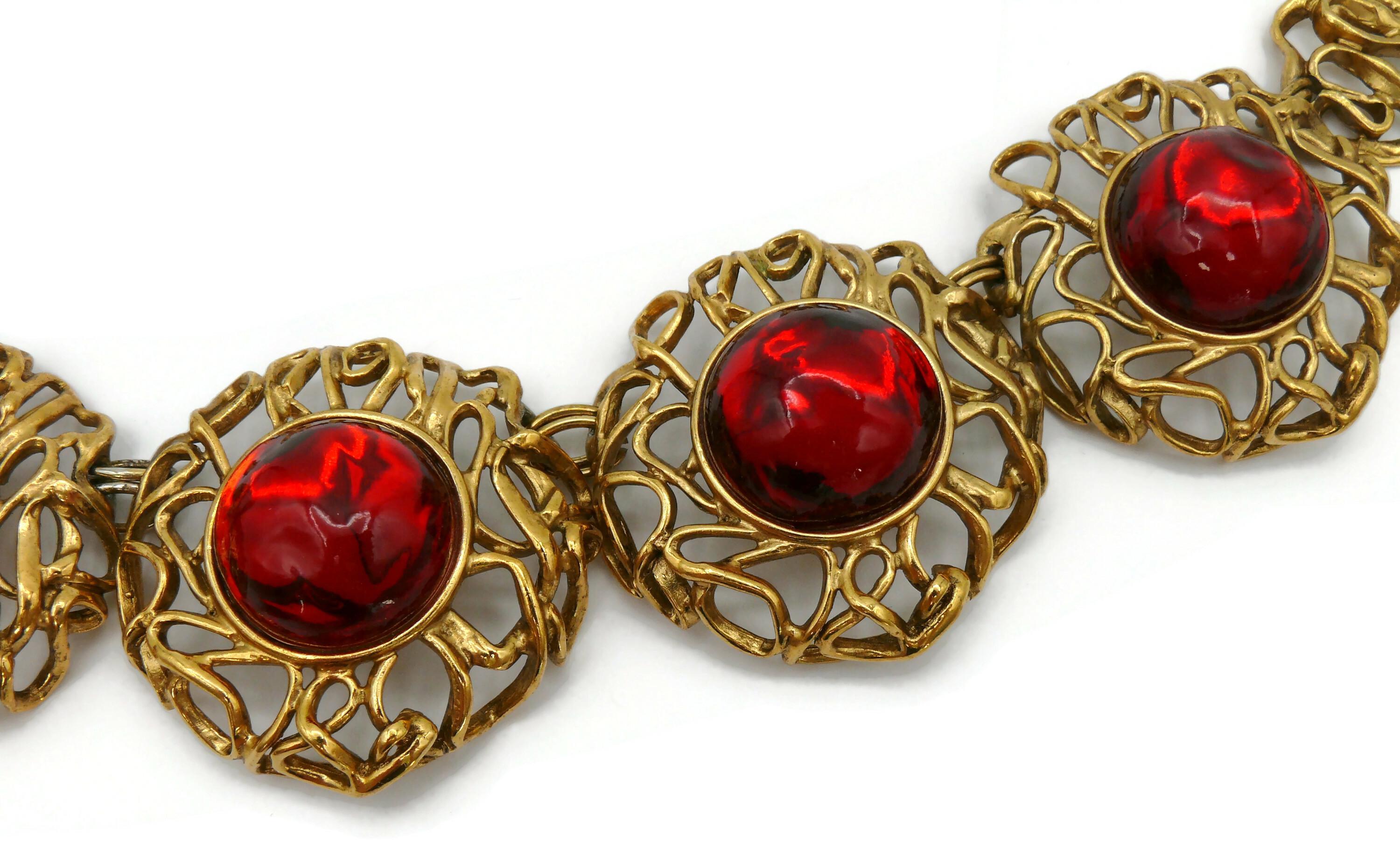 YVES SAINT LAURENT YSL Vintage Halskette aus rotem Harz mit Cabochons im Angebot 2