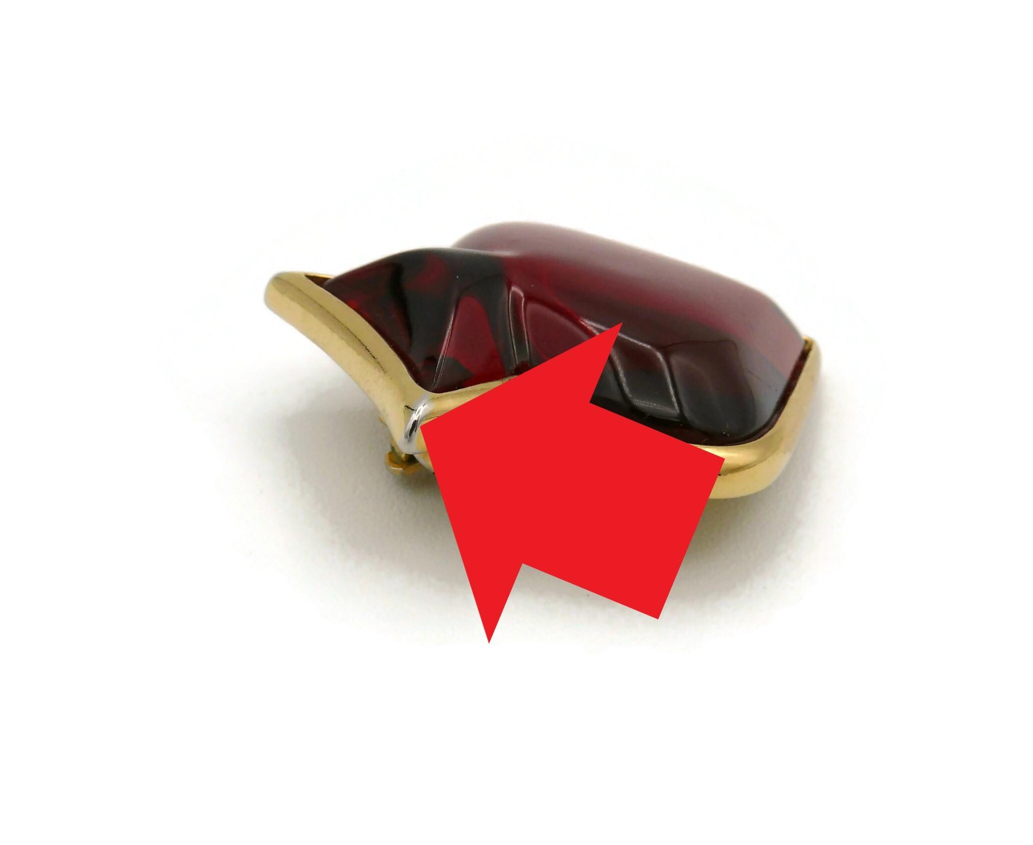 YVES SAINT LAURENT YSL Vintage Red Spade Clip-On Earrings For Sale 9