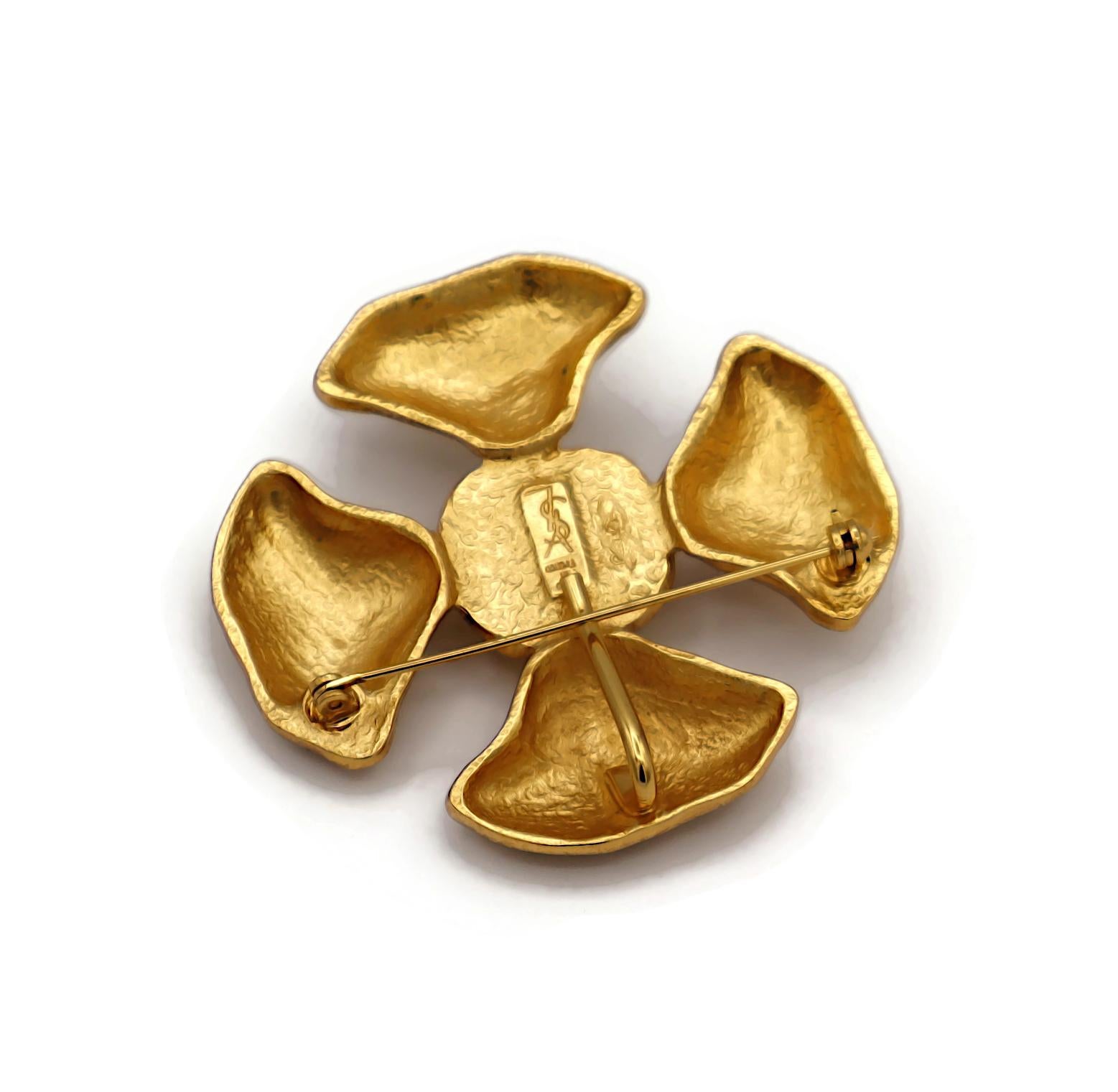YVES SAINT LAURENT YSL Vintage Resin Cabochon Maltese Cross Brooch Pendant For Sale 6
