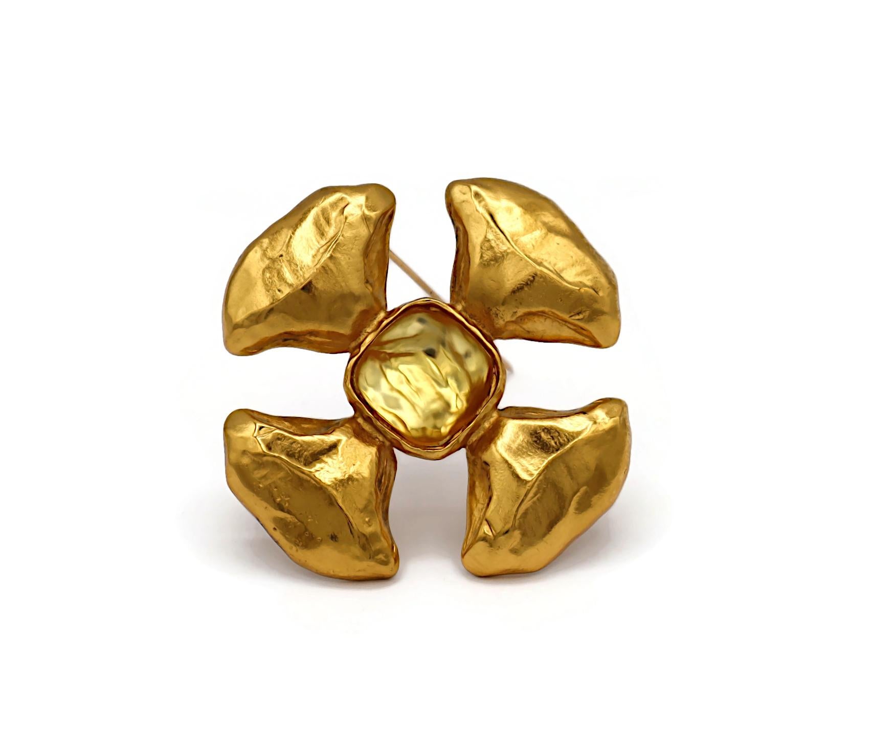 Women's YVES SAINT LAURENT YSL Vintage Resin Cabochon Maltese Cross Brooch Pendant For Sale