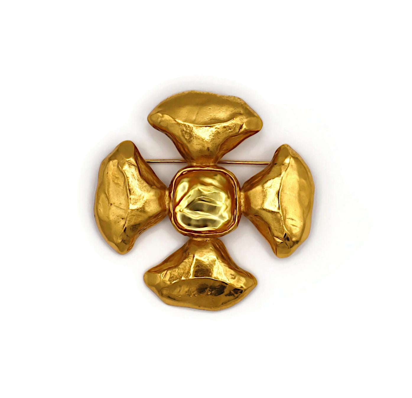 YVES SAINT LAURENT YSL Vintage Resin Cabochon Maltese Cross Brooch Pendant For Sale 2