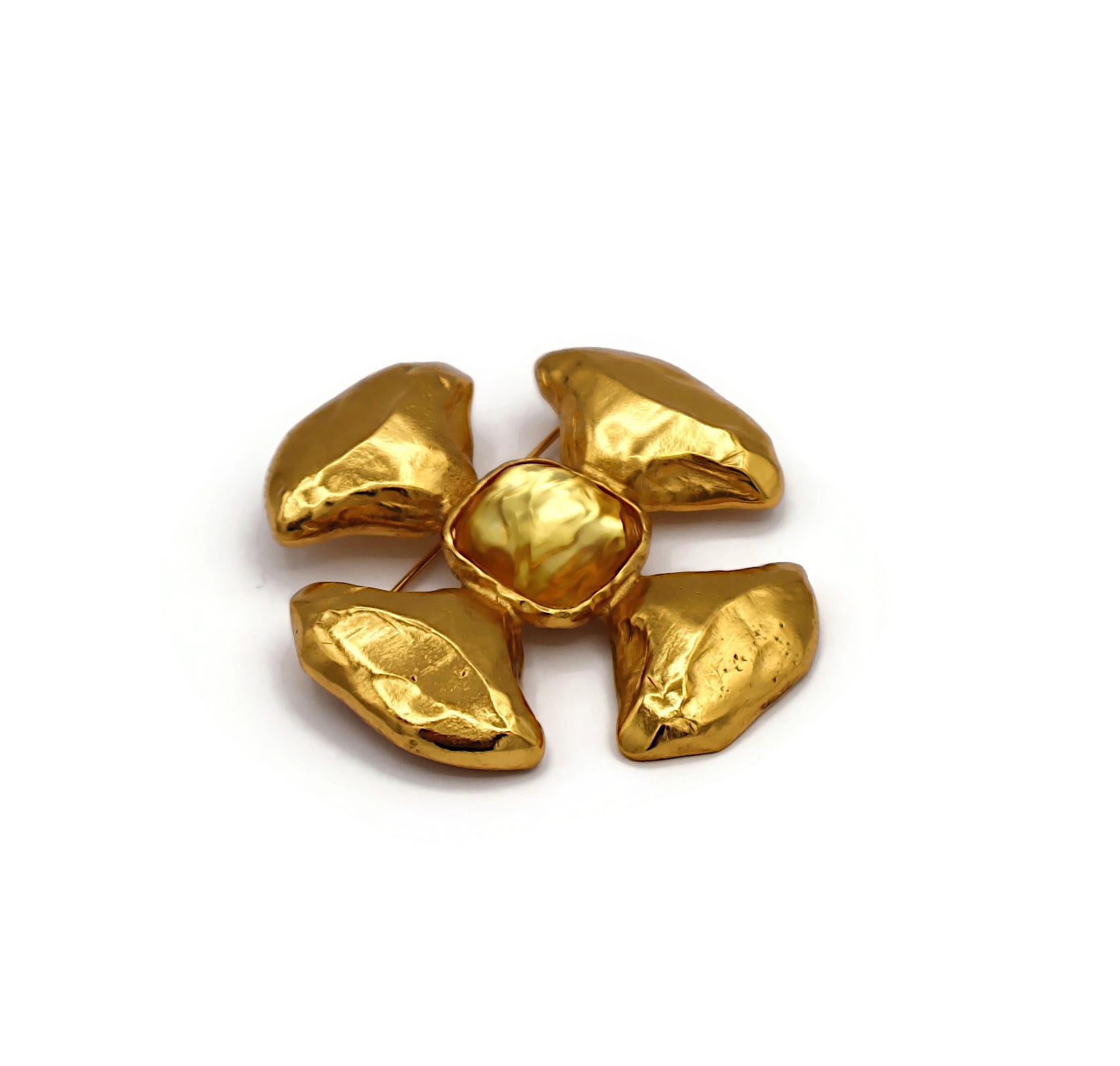 YVES SAINT LAURENT YSL Vintage Resin Cabochon Maltese Cross Brooch Pendant For Sale 3