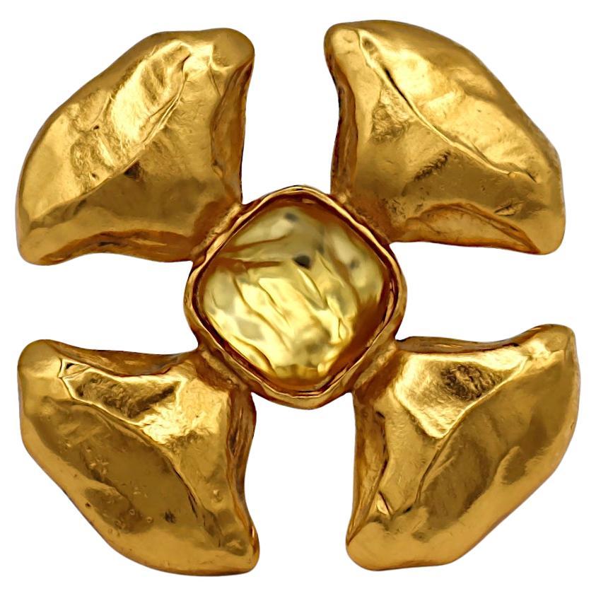 YVES SAINT LAURENT YSL Vintage Resin Cabochon Maltese Cross Brooch Pendant