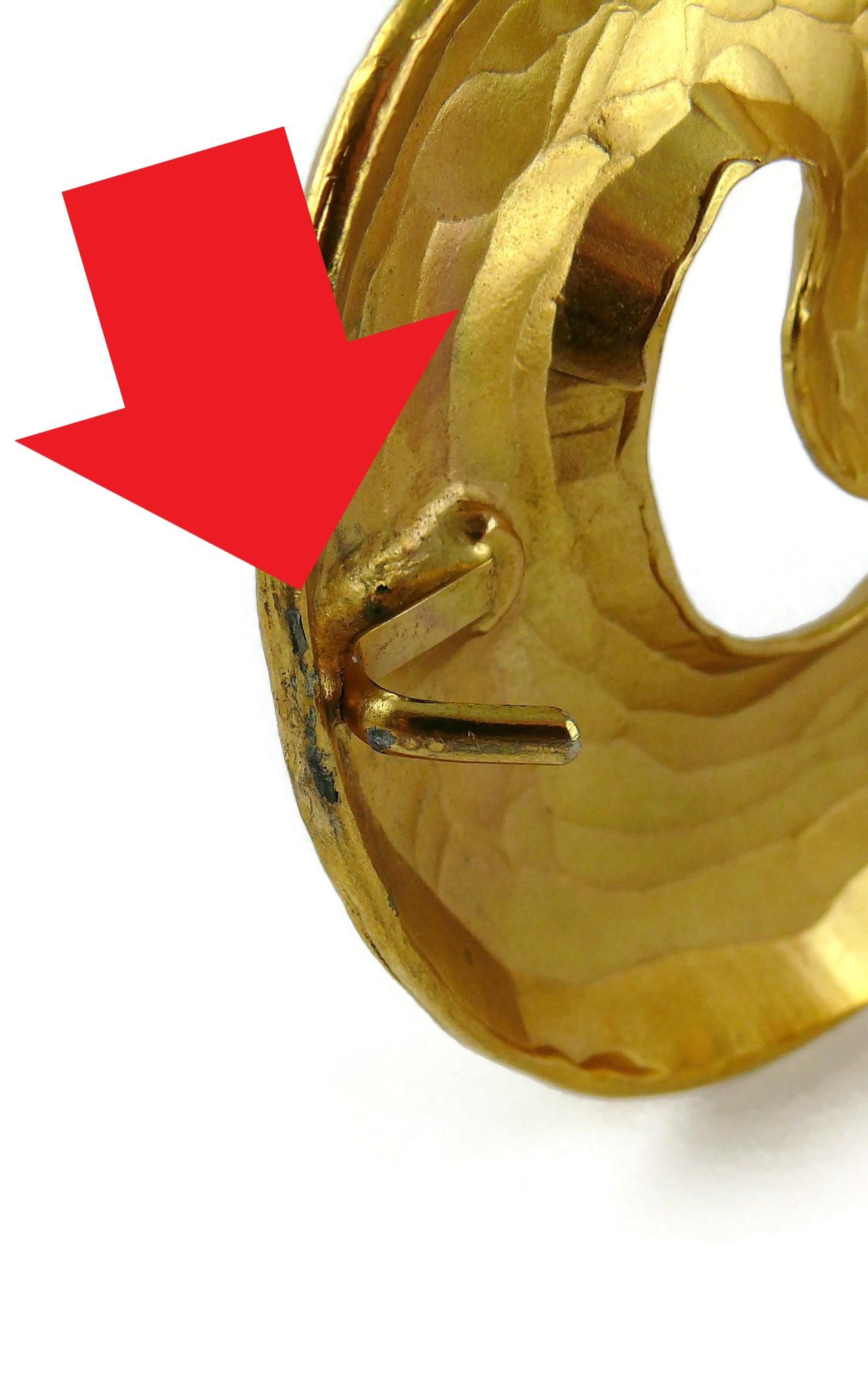 Yves Saint Laurent YSL Vintage Rigid Gold Toned Arabesque Hammered Belt 12