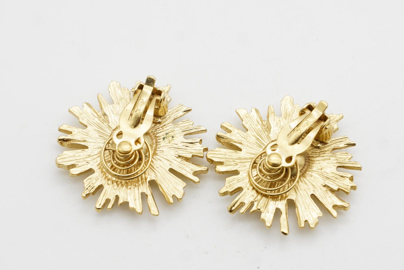 Yves Saint Laurent YSL Vintage Ruby Crystal Blossom Flower Sunburst Earrings For Sale 6
