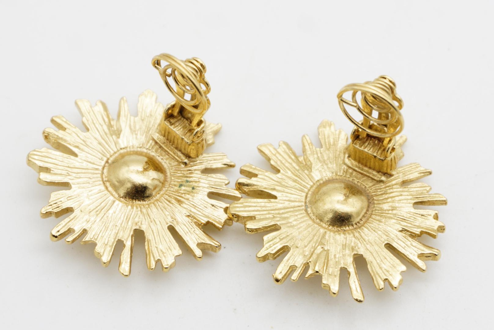 Yves Saint Laurent YSL Vintage Ruby Crystal Blossom Flower Sunburst Earrings For Sale 8